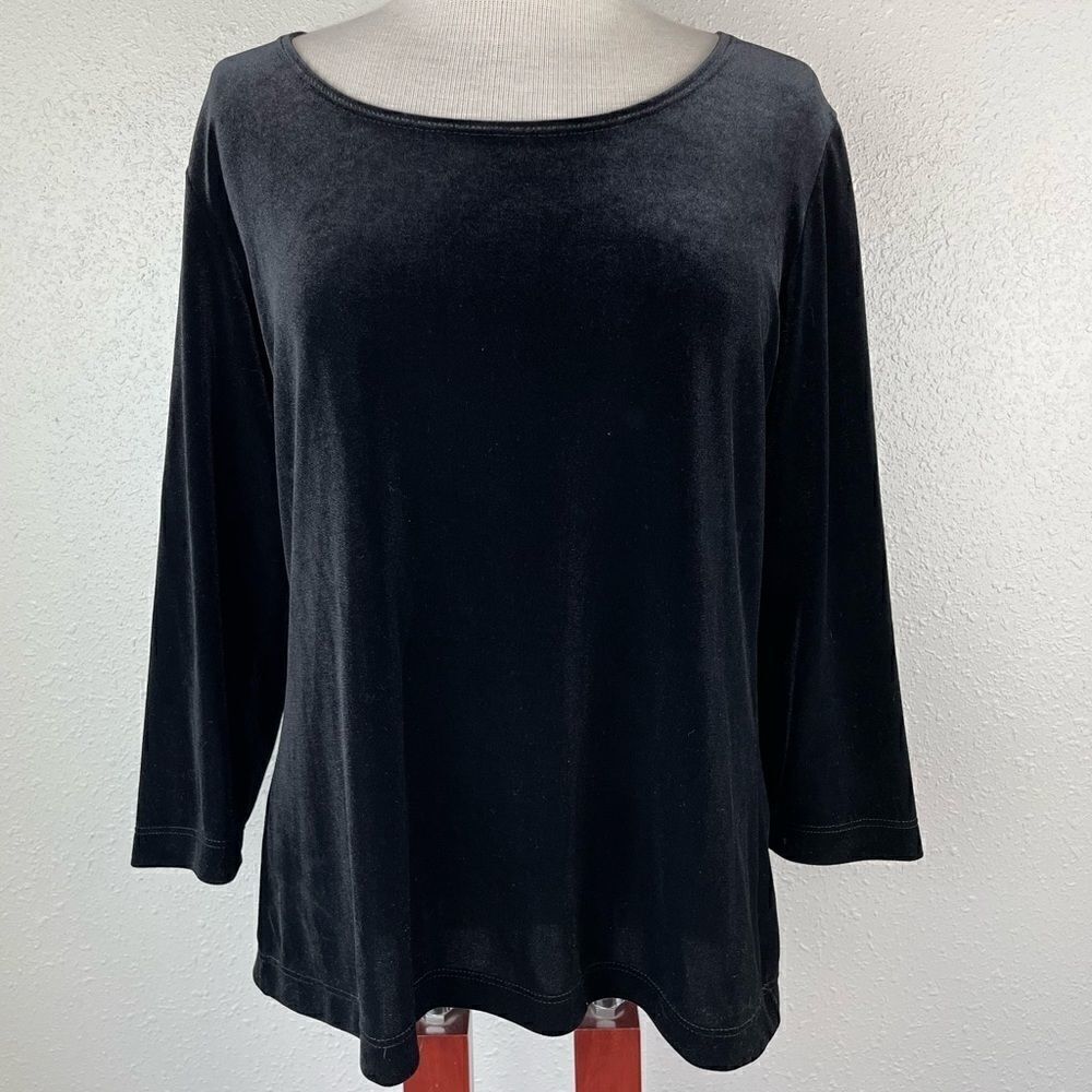 Wear It Black Velour Full Sleeve Blouse Top Size 2 EUC